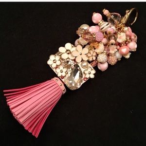 Pink Enamel & Rhinestones Daisy Perfume Bottle!